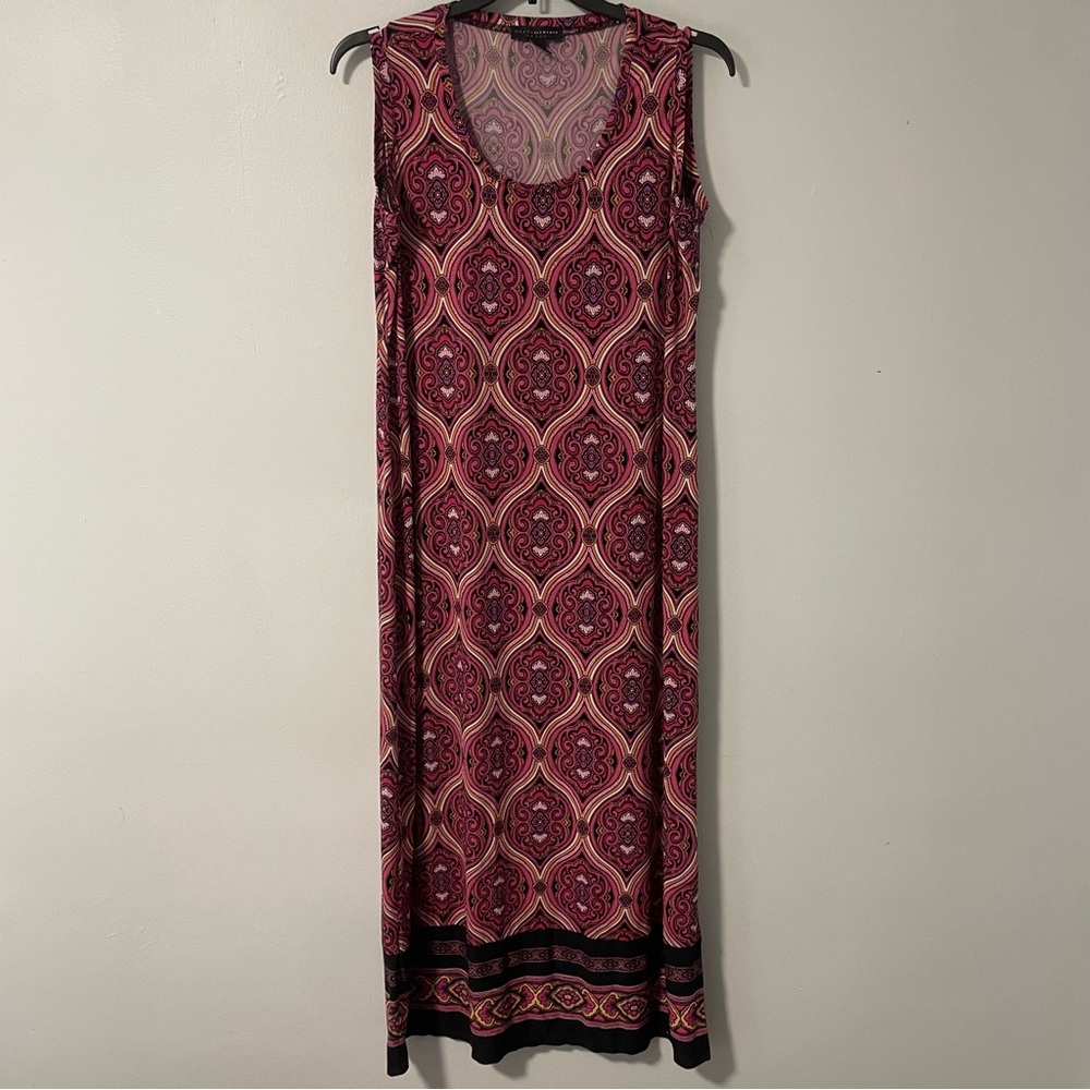 Grace Elements Women's Maxi Dress 1X Pink Medallion Sleeveless Boho Print 55”